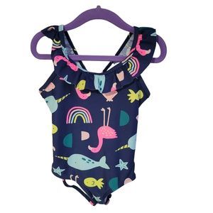 Just one you by Carter's One Piece Swimsuit Ruffle Strap Blue Size 5T